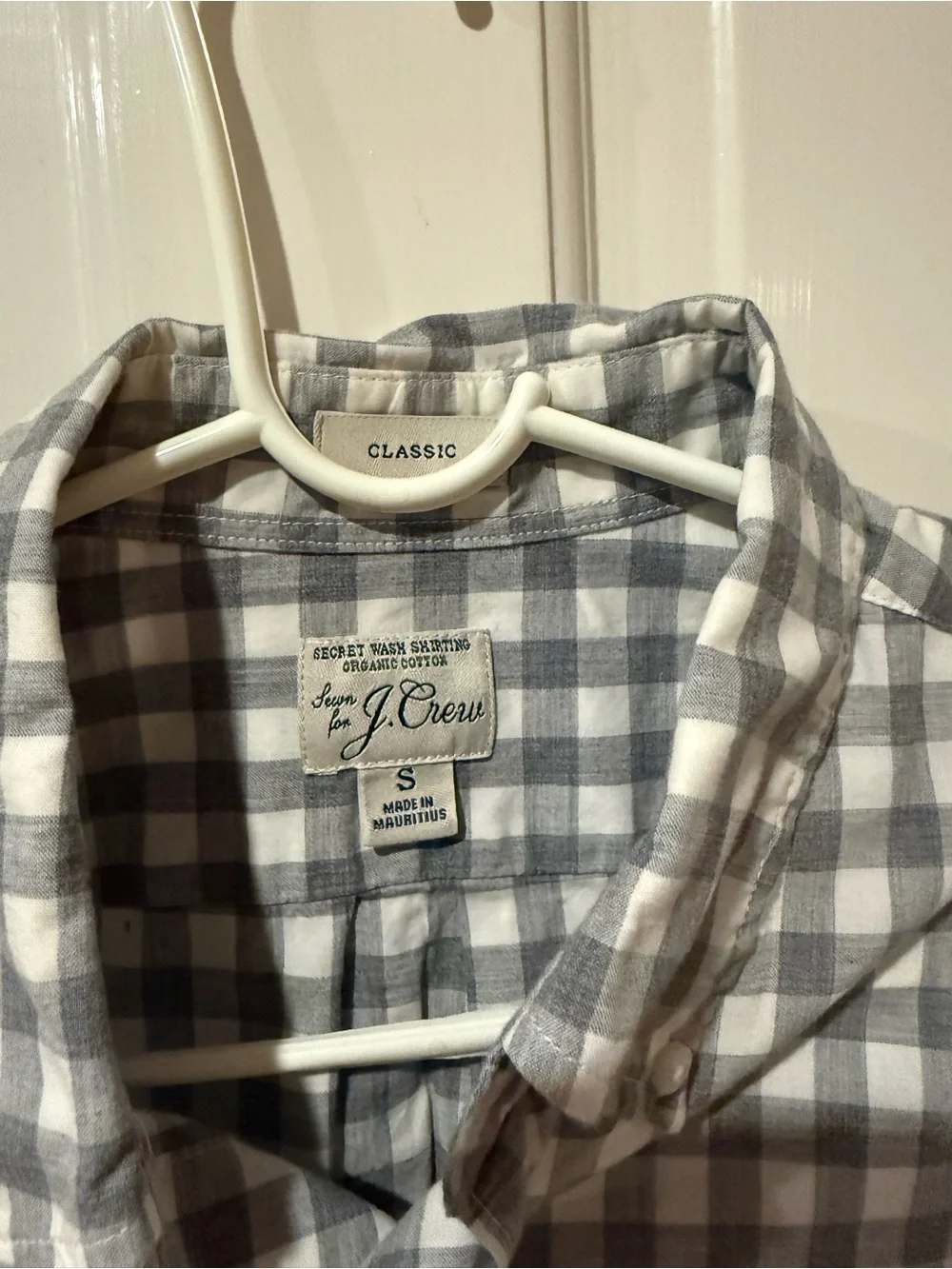 J. Crew Gray and White Gingham Button-Down Shirt